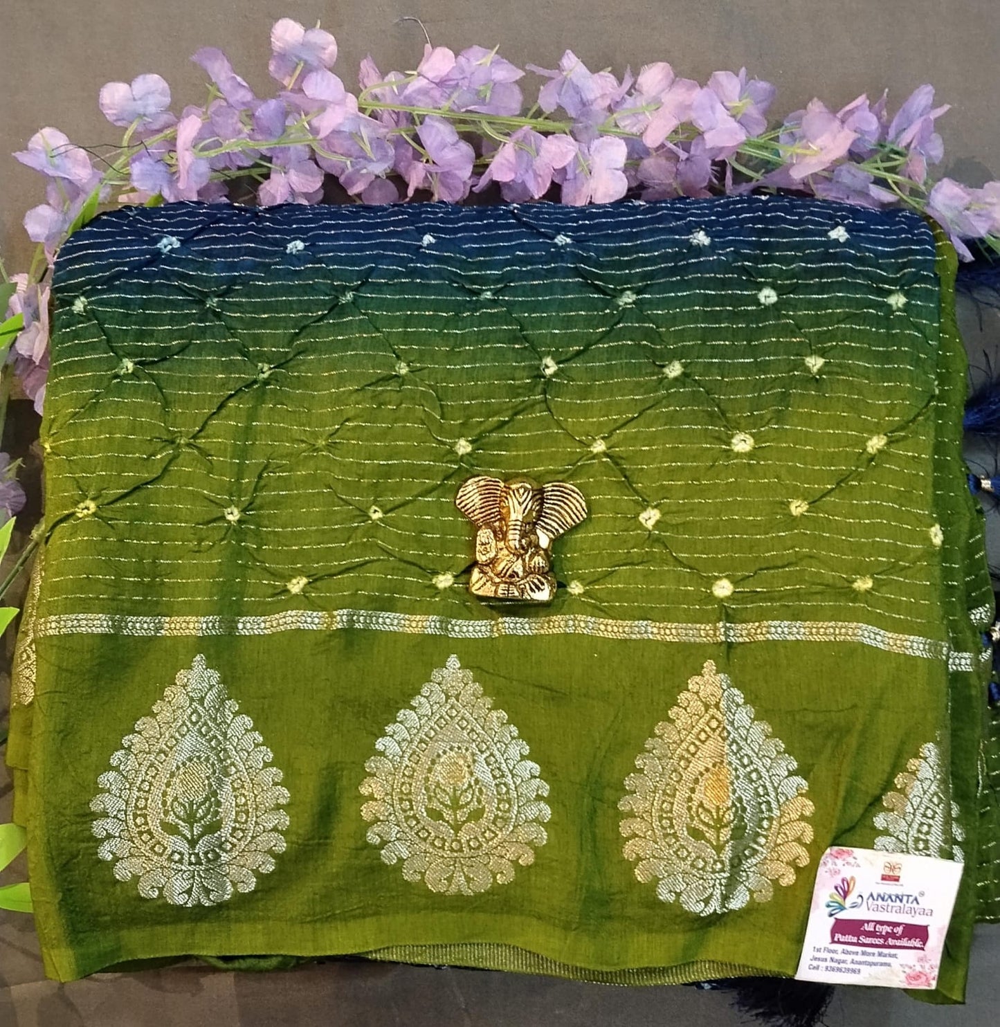 Maroon & Purple Dola Silk Saree with Bandhini