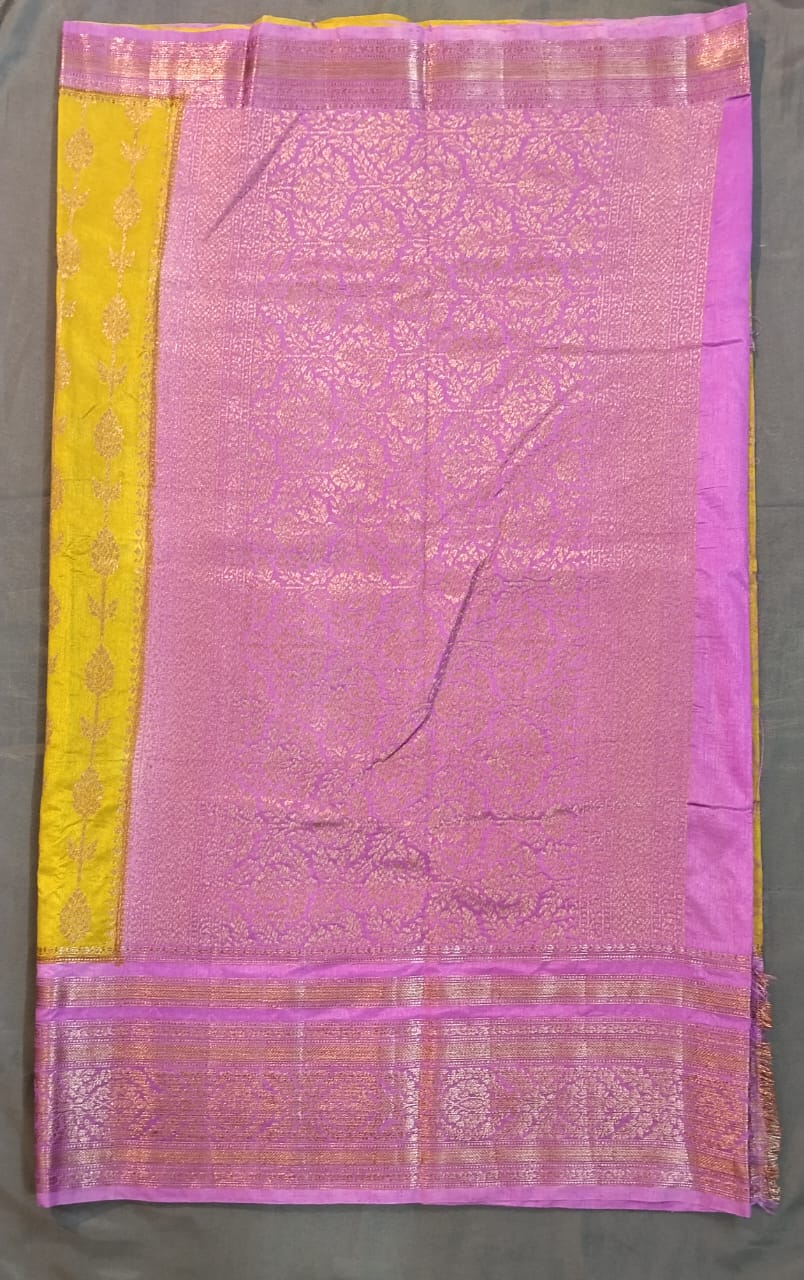 Mustard Yellow Pure Raw Mango Silk Saree
