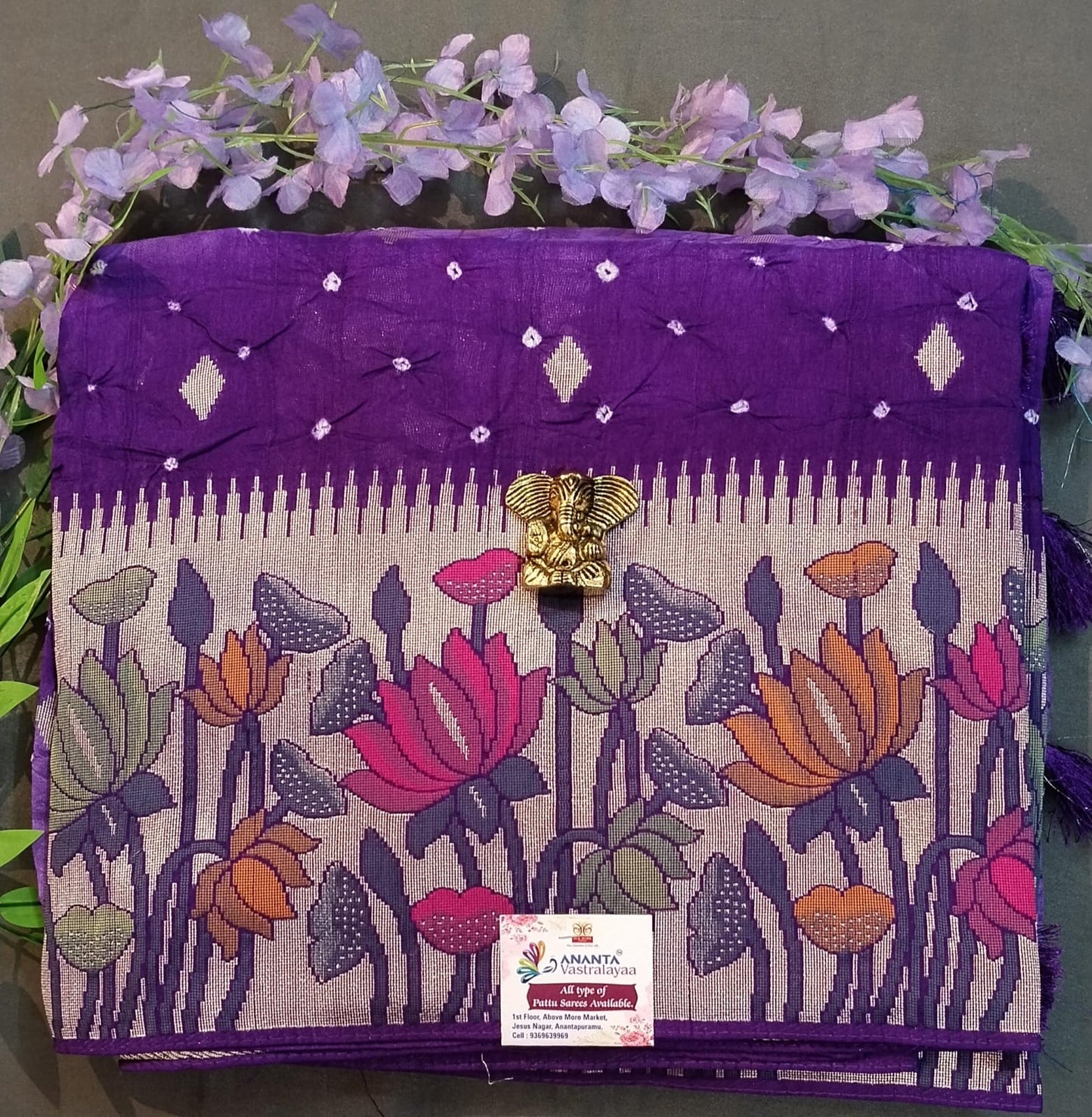 Violet Tussar Silk Saree with Pytoni Border