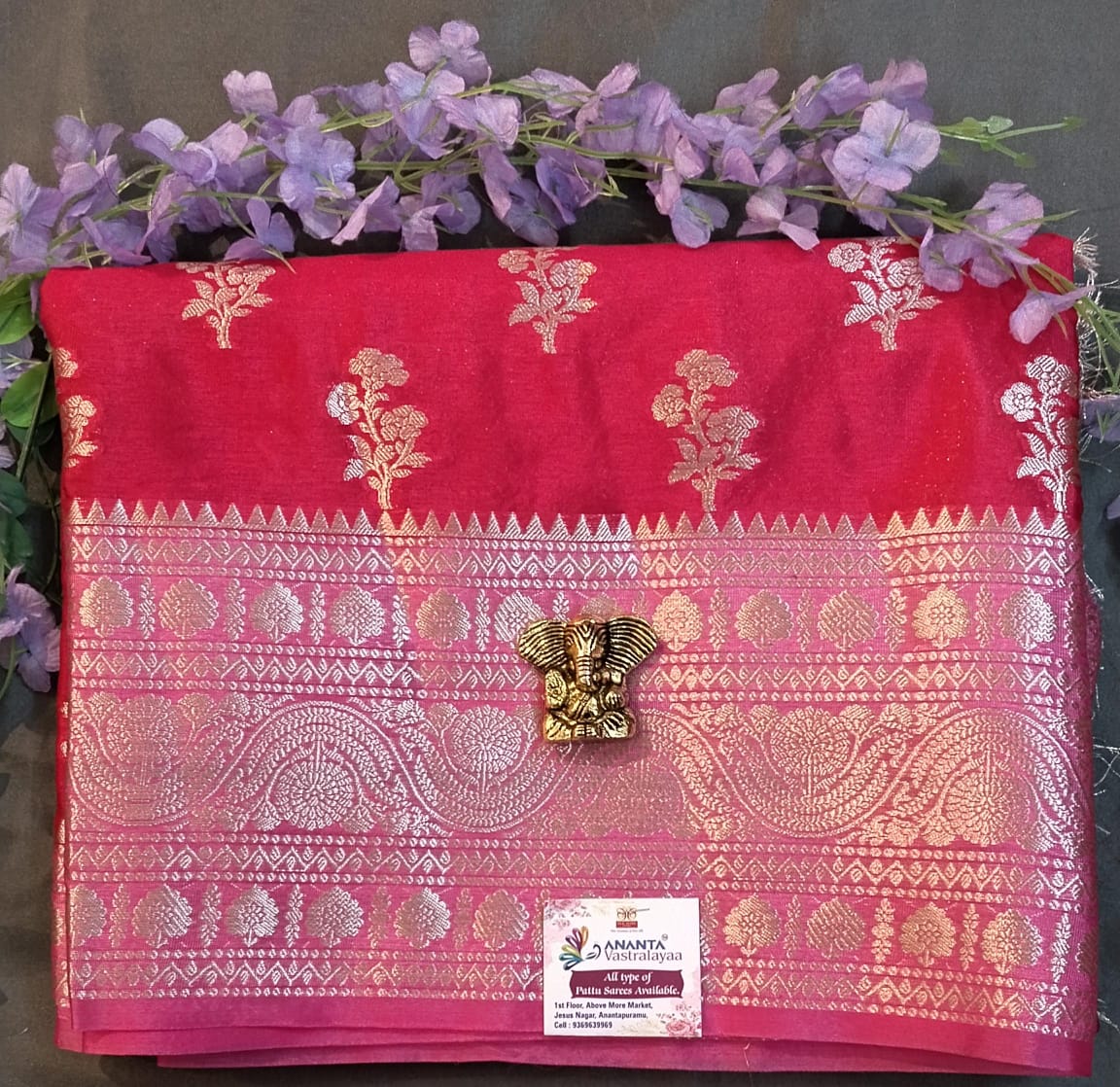 Maroon Raw Mango Silk Saree with Big Buttas