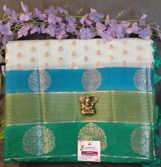 Pista Green Rangat Raw Mango Silk Saree