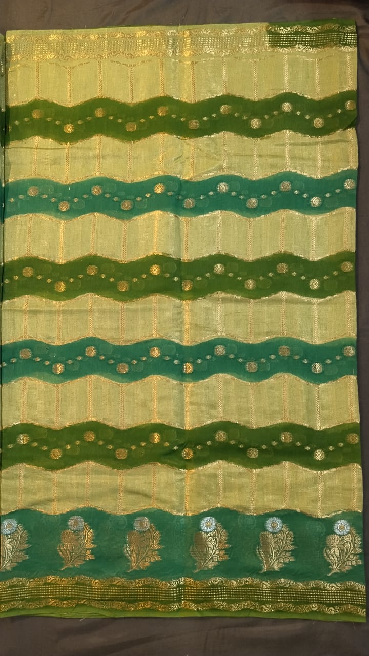 Multicolor Raw Mango Silk Saree with Zari Work