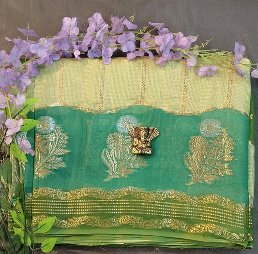 Multicolor Raw Mango Silk Saree with Zari Work