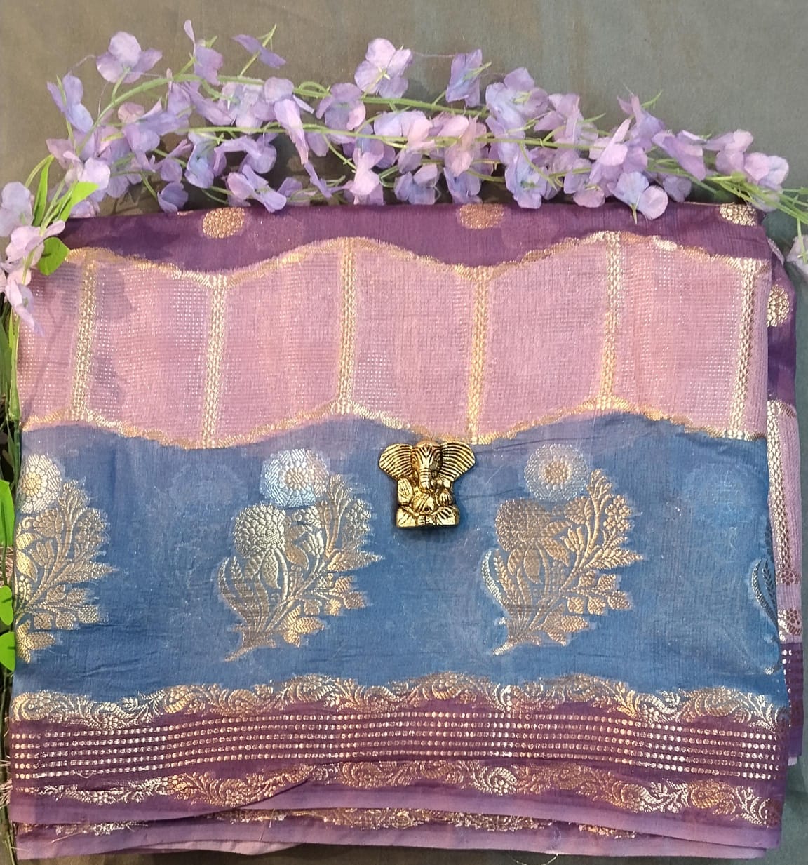 Multicolor Raw Mango Silk Saree with Zari Work