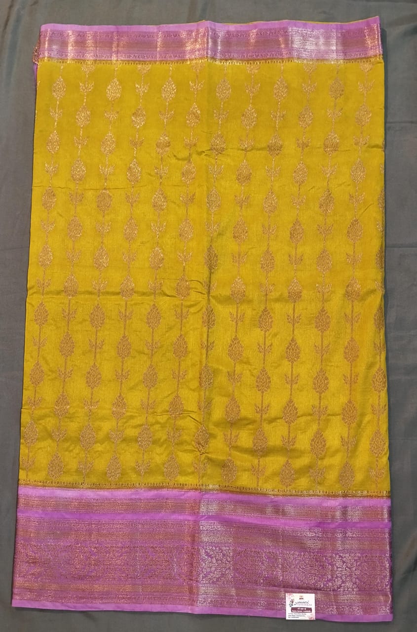 Mustard Yellow Pure Raw Mango Silk Saree