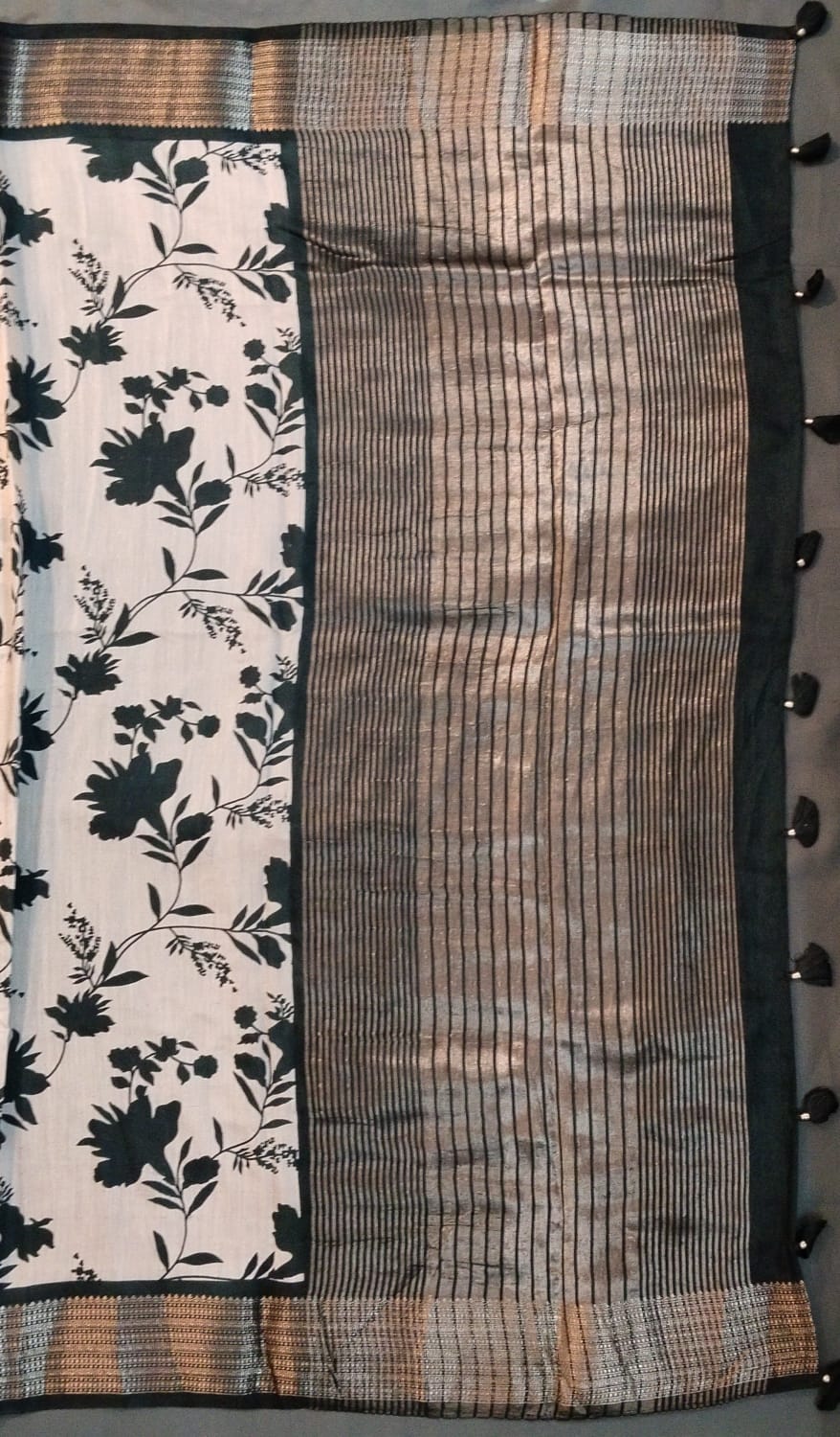 Cream Munga Silk Saree with Kalamkari Design