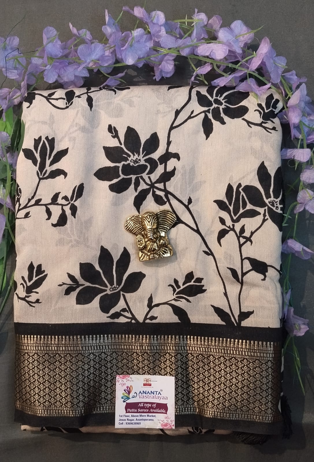 Cream Munga Silk Saree with Kalamkari Design