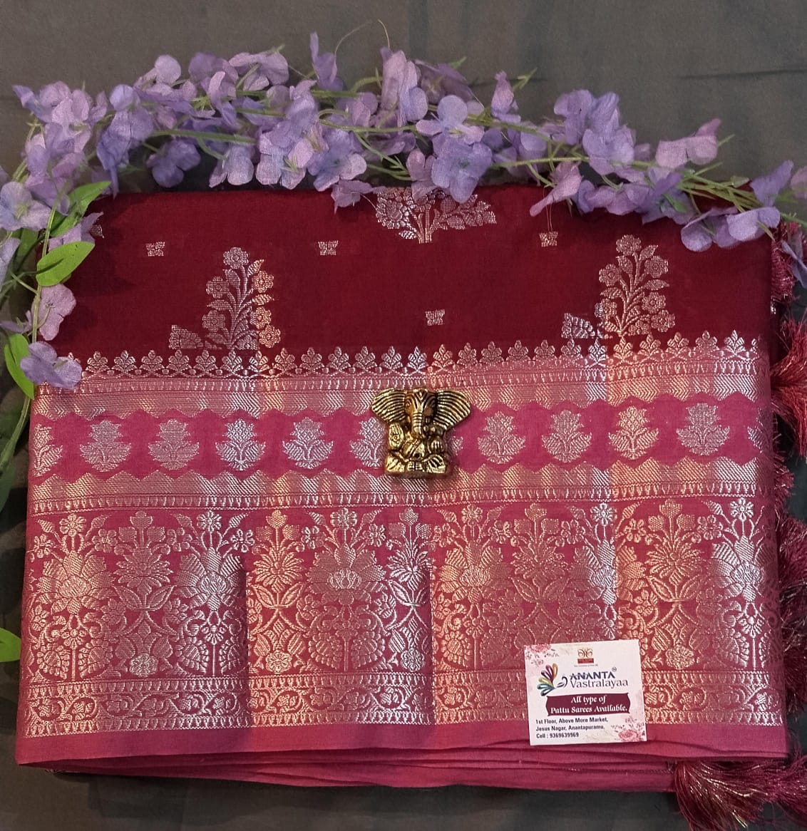 Peacock Blue Raw Mango Silk Saree with Big Buttas