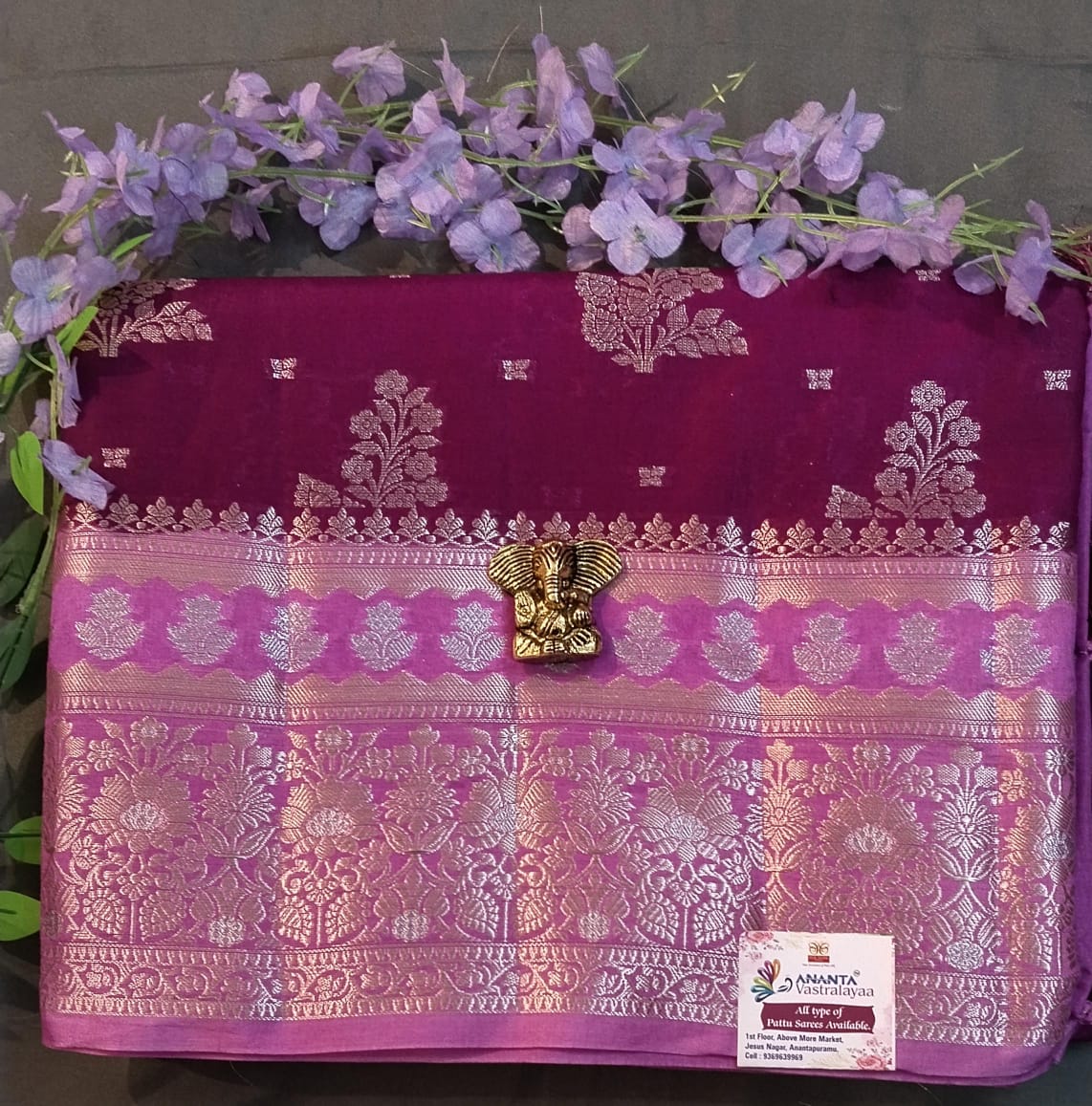 Peacock Blue Raw Mango Silk Saree with Big Buttas