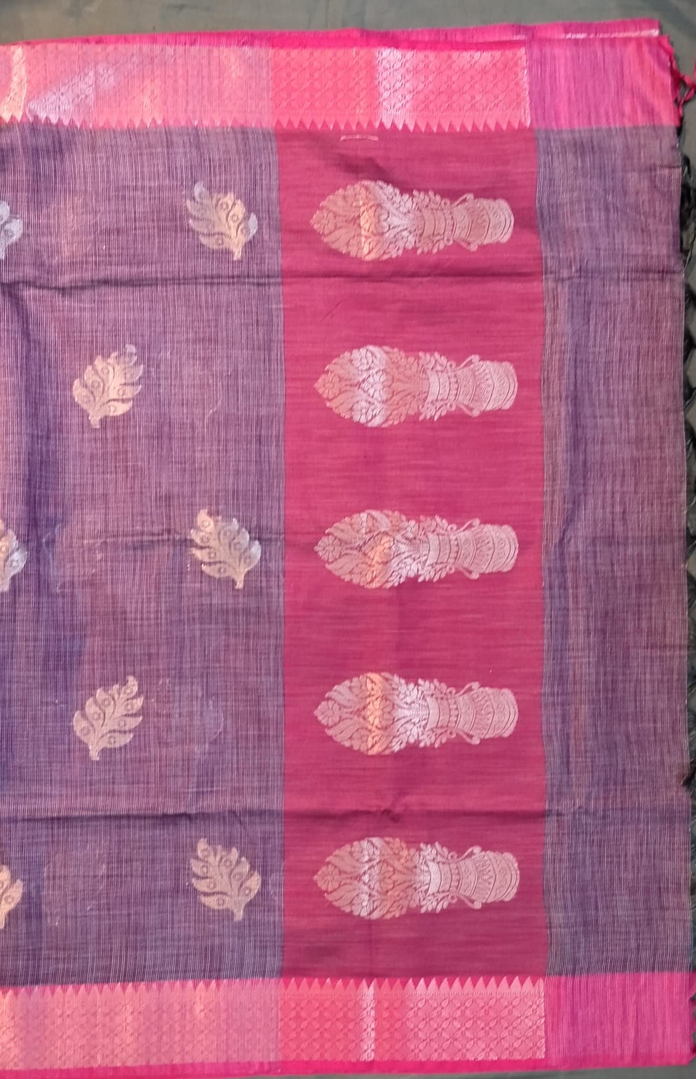 Dark Wine Zoot Silk Saree with Contrast Border
