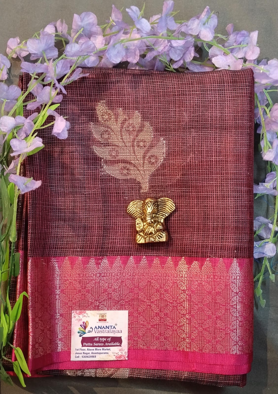 Dark Wine Zoot Silk Saree with Contrast Border