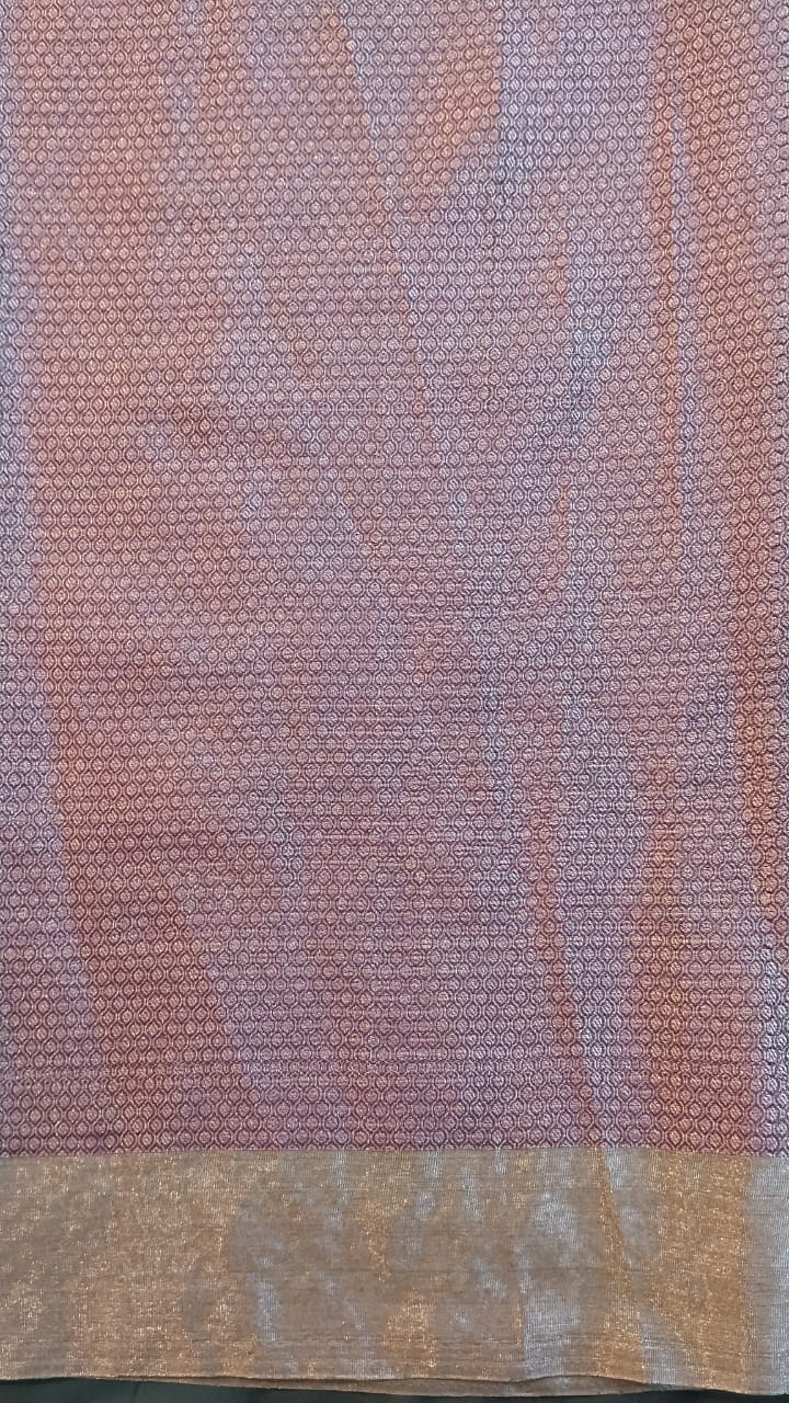 Purple Raw Mango Silk Saree with Sunflower Design