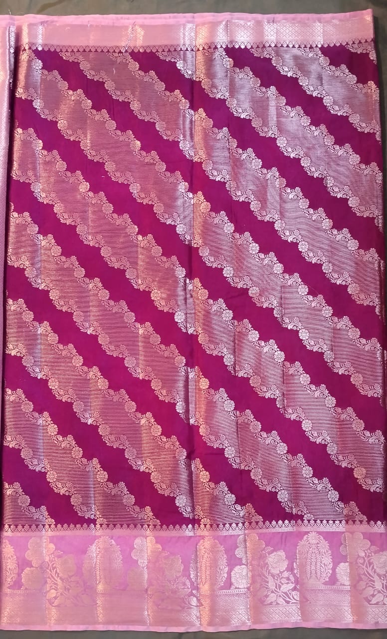 Purple Munga Silk Saree with Pichwai Work
