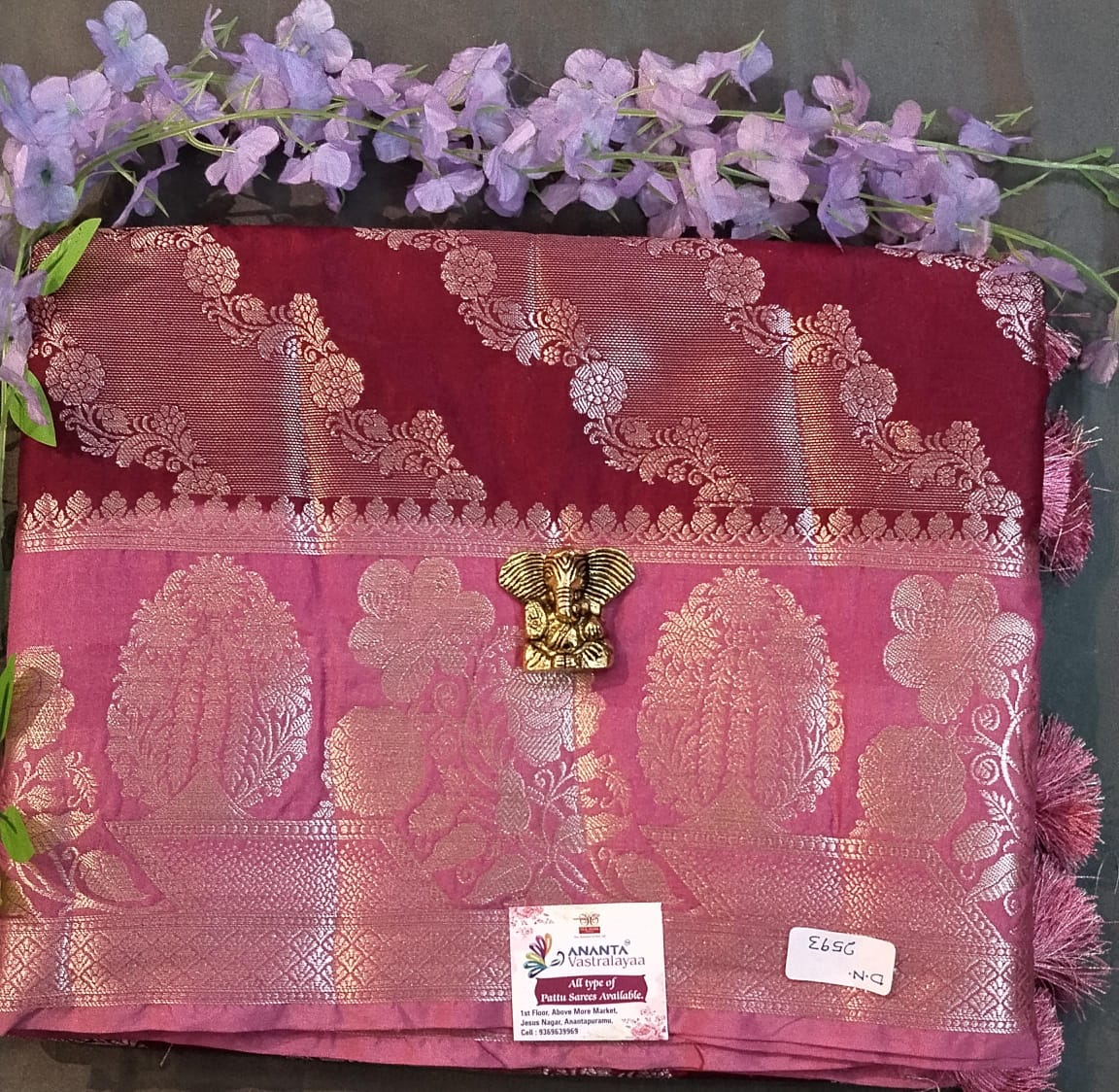Purple Munga Silk Saree with Pichwai Work
