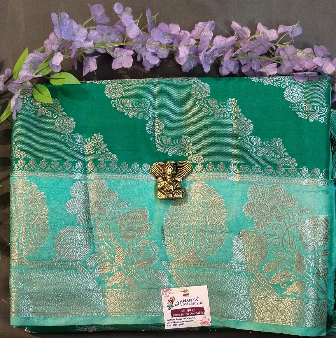 Purple Munga Silk Saree with Pichwai Work