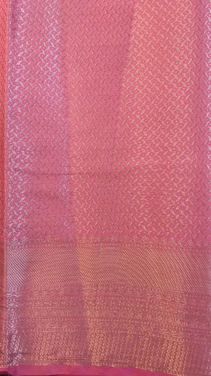 Pink Raw Silk Saree with Jolly Work