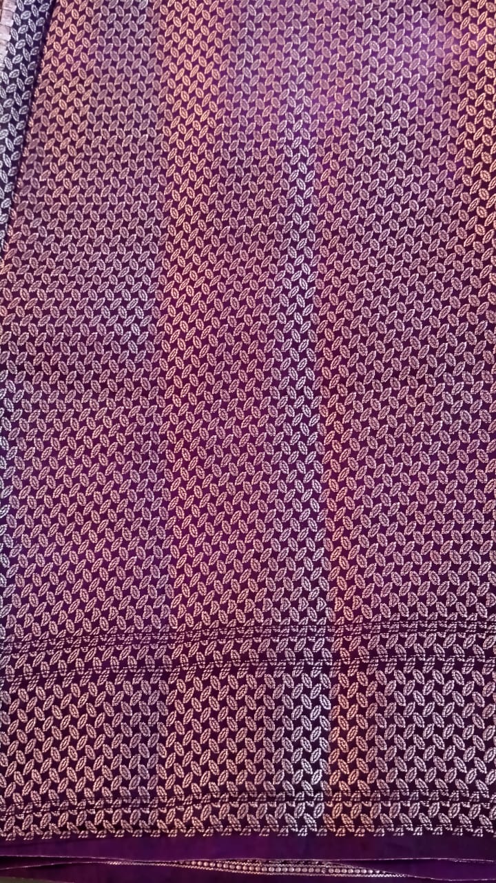 Purple Raw Mango Silk Saree with Bandhini Design