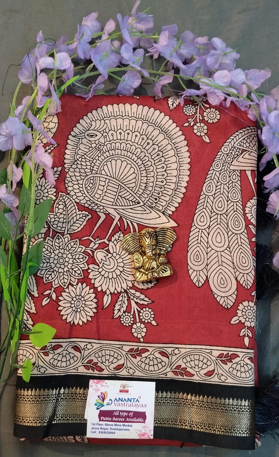 Purple Mul Mul Silk Saree with Kalamkari Design