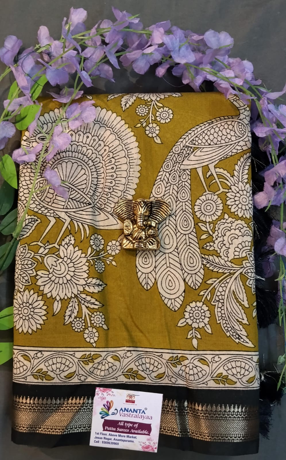 Purple Mul Mul Silk Saree with Kalamkari Design