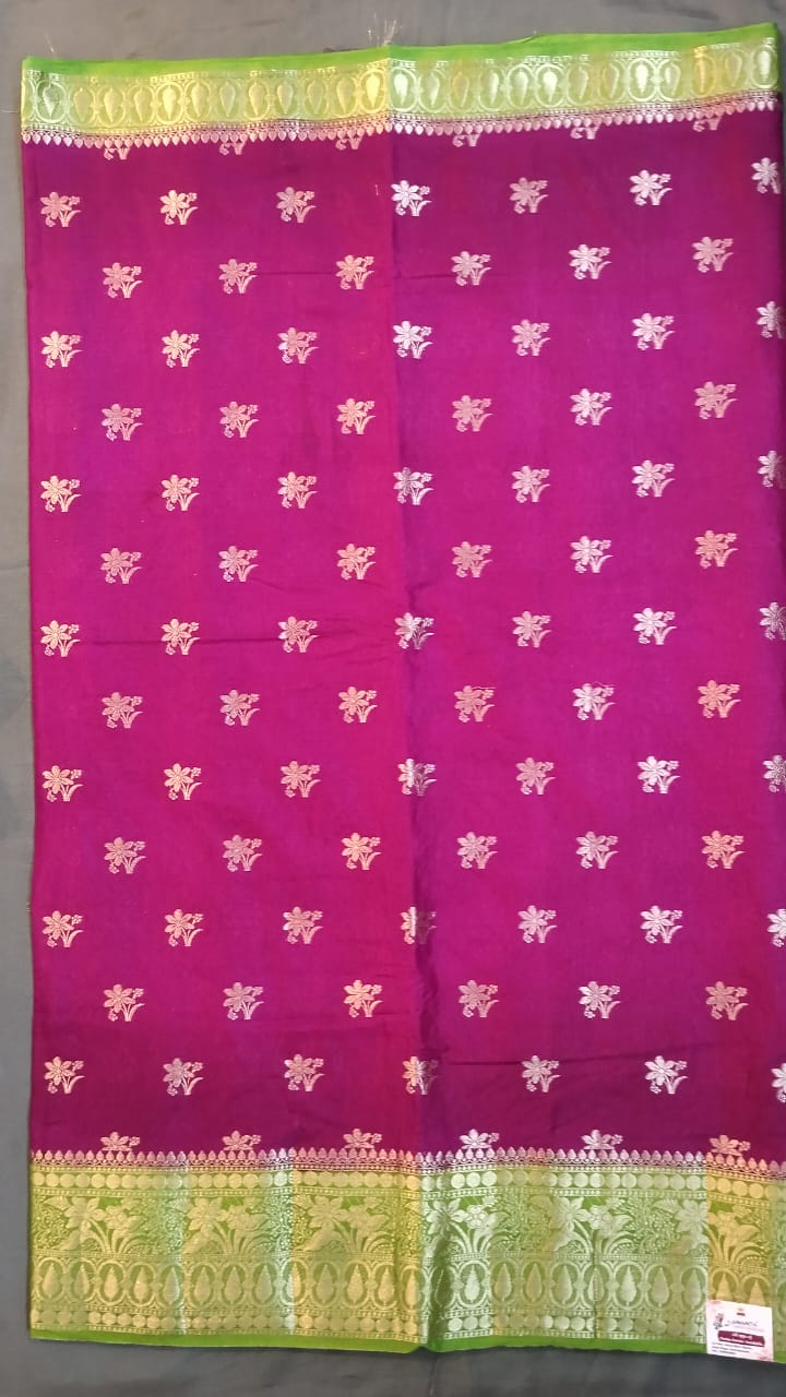 Purple Raw Mango Silk Saree with Kanchi Border