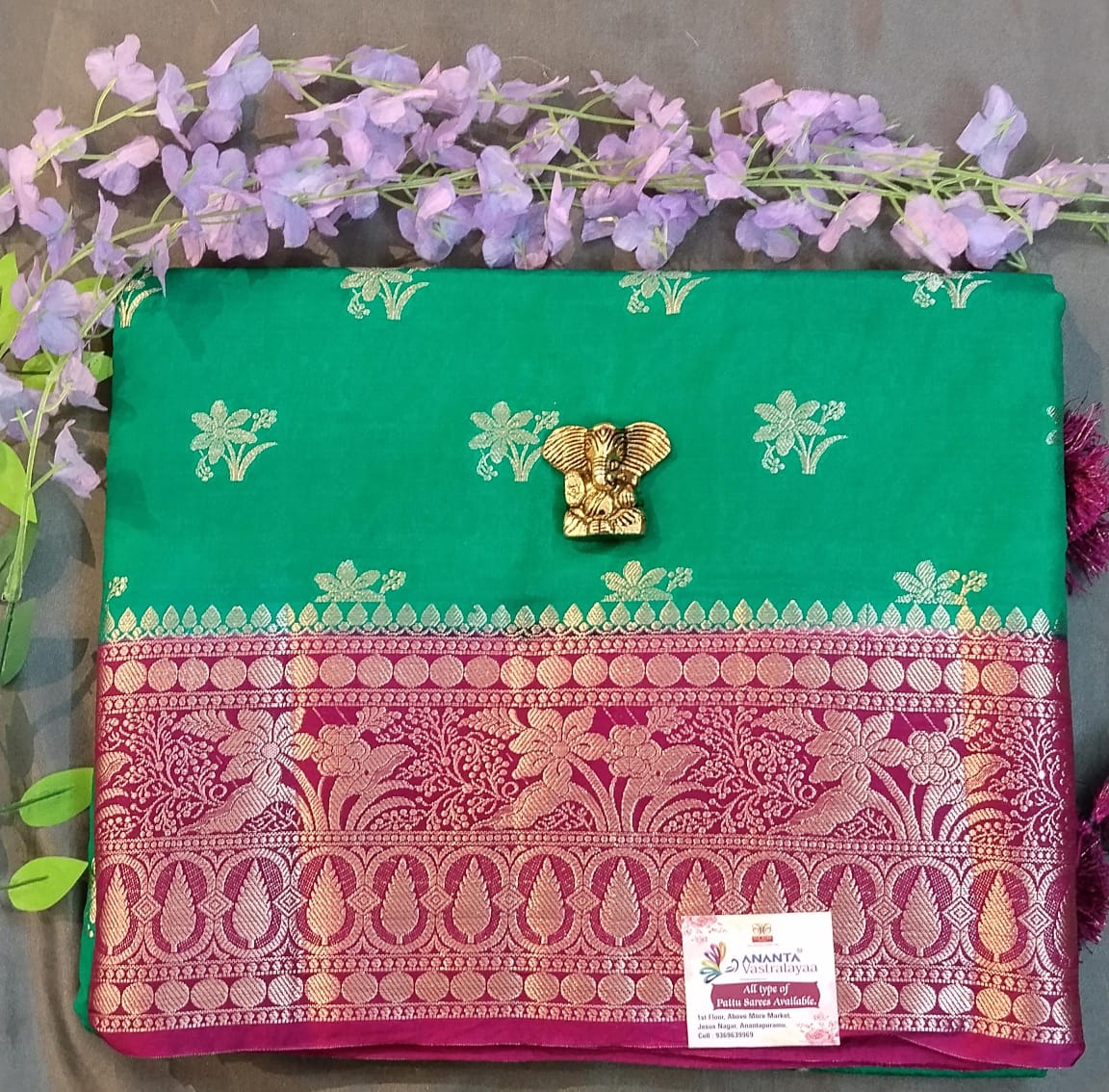 Purple Raw Mango Silk Saree with Kanchi Border