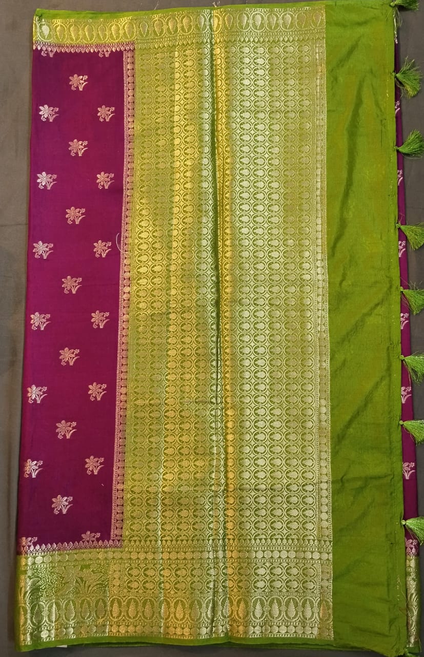 Purple Raw Mango Silk Saree with Kanchi Border