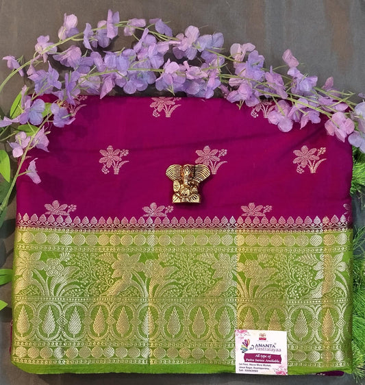 Purple Raw Mango Silk Saree with Kanchi Border