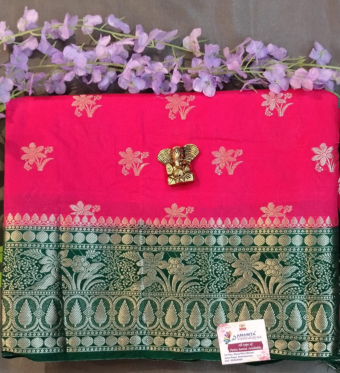 Purple Raw Mango Silk Saree with Kanchi Border