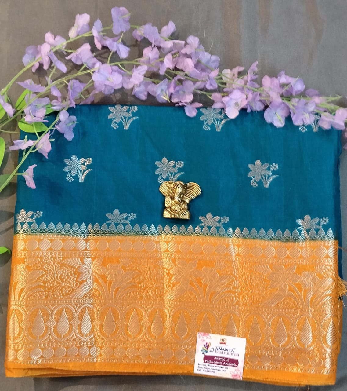 Purple Raw Mango Silk Saree with Kanchi Border