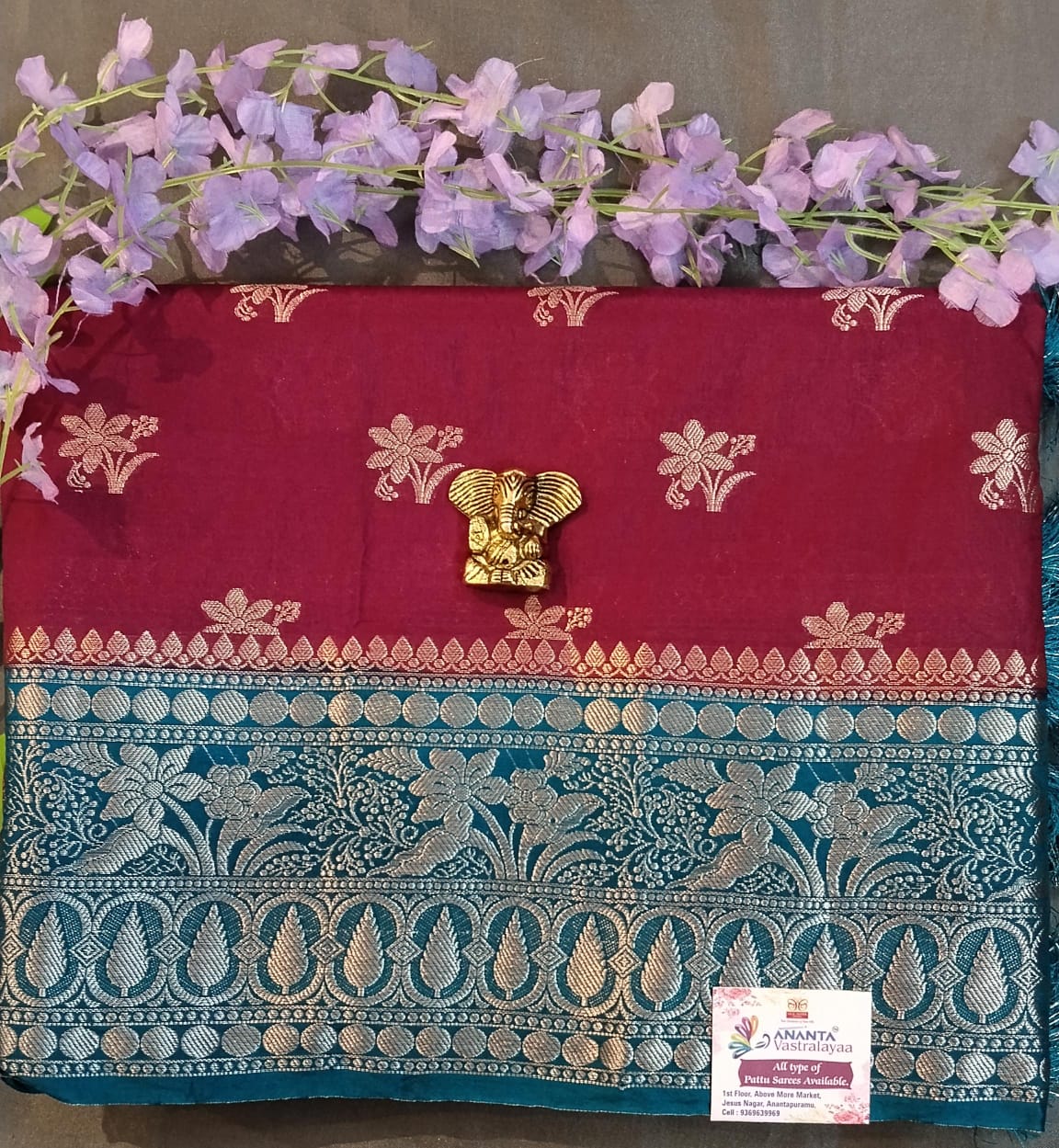 Purple Raw Mango Silk Saree with Kanchi Border