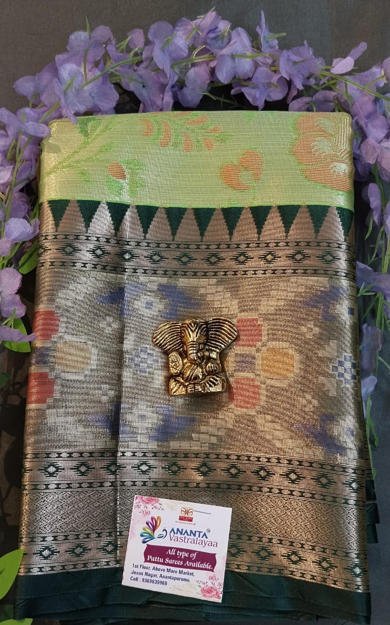 Peach Kanchi Silk Saree with Patola Border