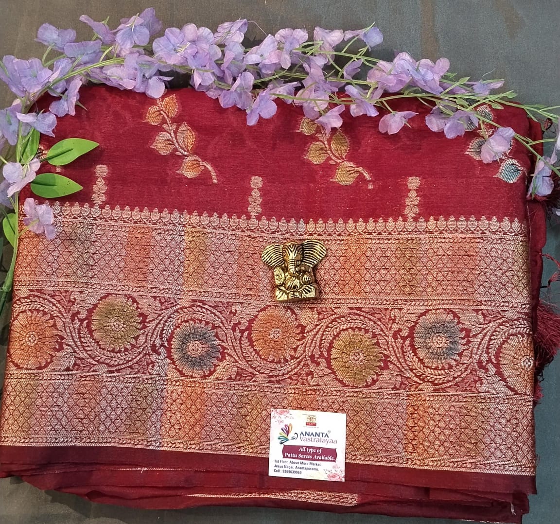 Blue Raw Mango Silk Saree with Hand Paint Design