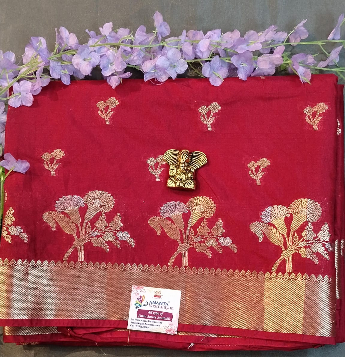 Blue Chanderi Silk Saree with Zari Buttas