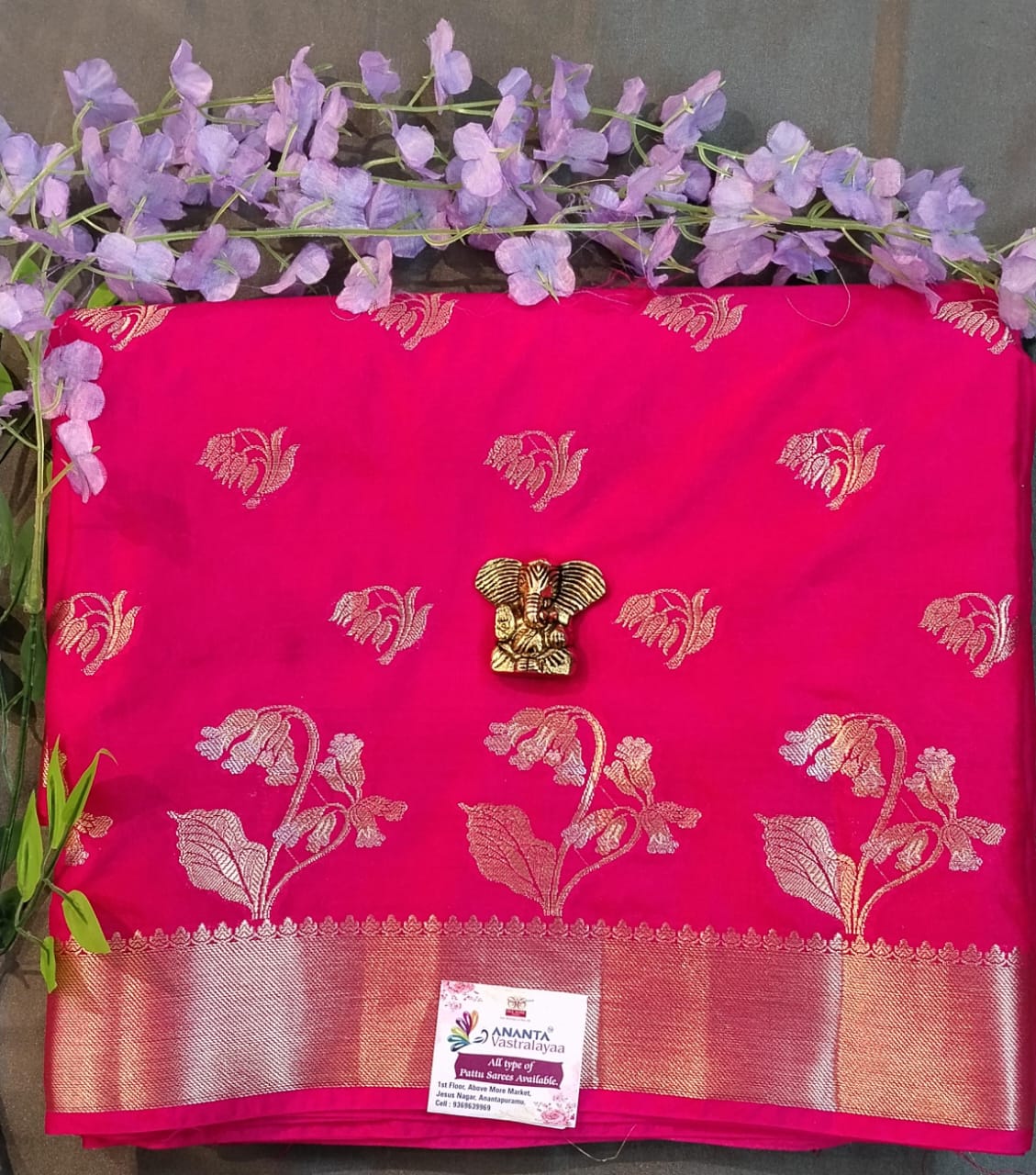Blue Chanderi Silk Saree with Zari Buttas