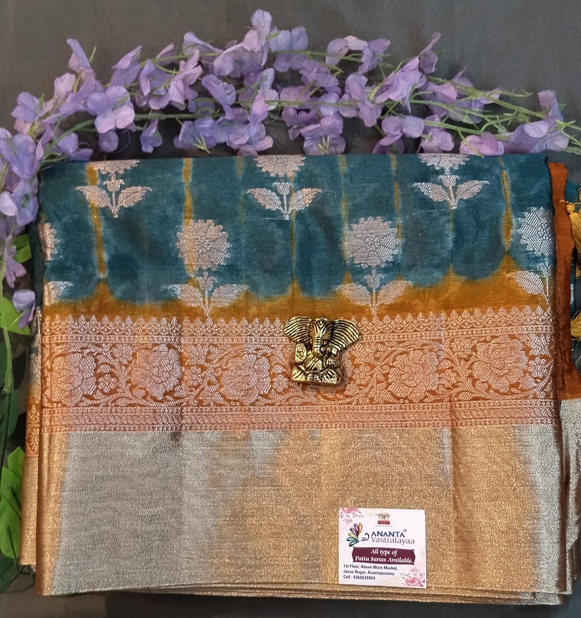 Multicolor Raw Mango Silk Saree with Leheriya Design