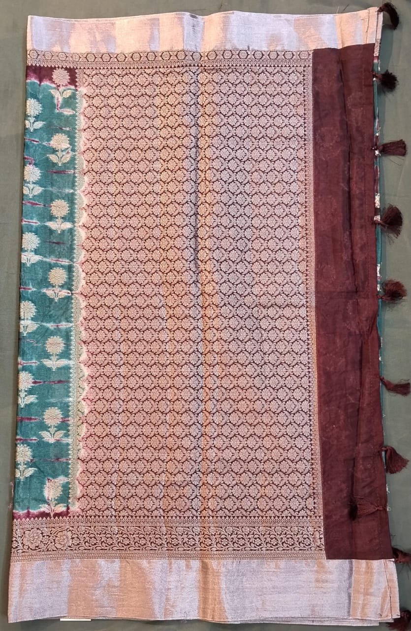 Multicolor Raw Mango Silk Saree with Leheriya Design