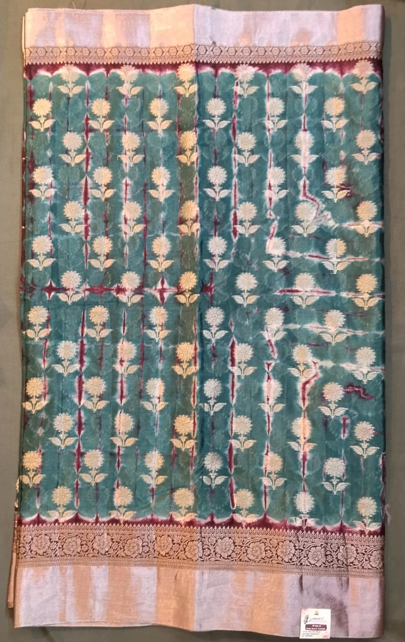 Multicolor Raw Mango Silk Saree with Leheriya Design