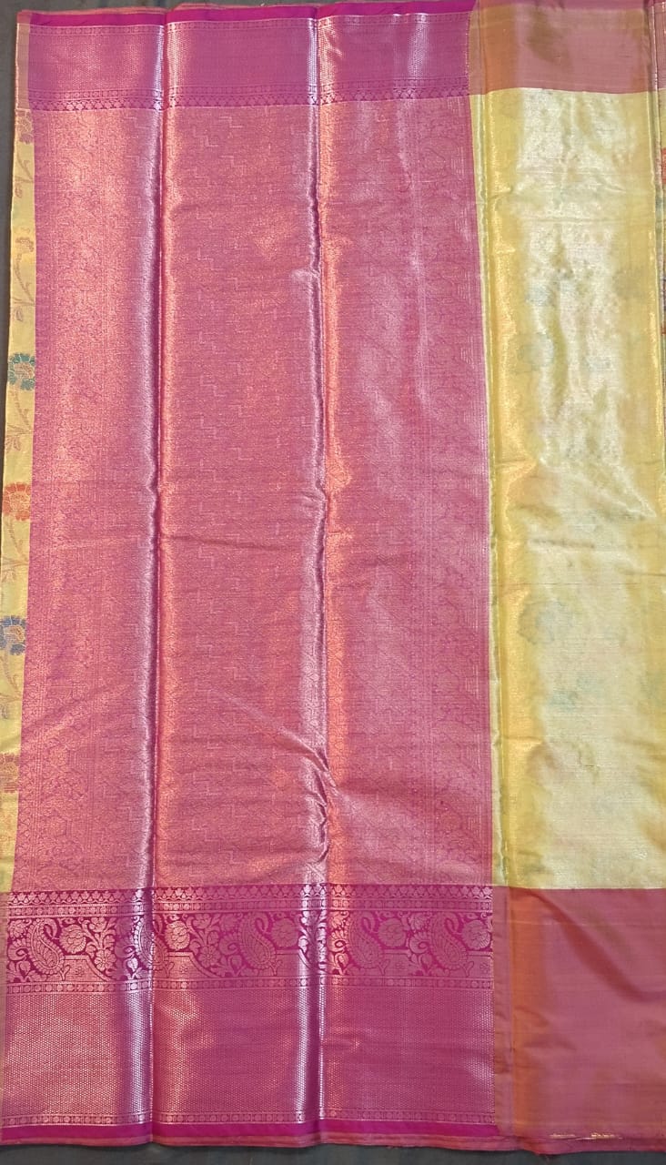 Lemon Yellow Kanchi Silk Saree with Pichwai Work