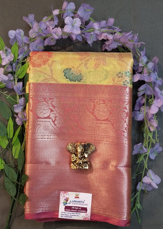 Lemon Yellow Kanchi Silk Saree with Pichwai Work