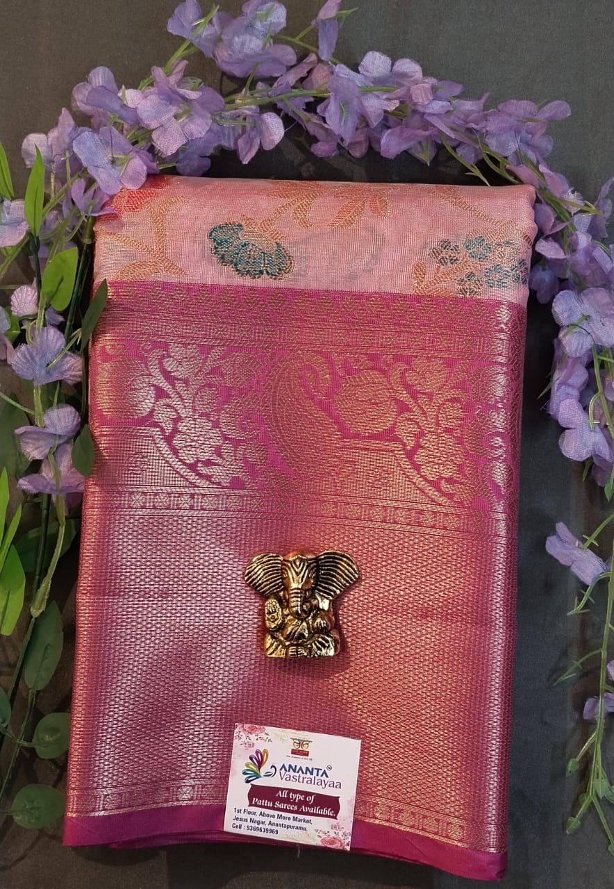 Lemon Yellow Kanchi Silk Saree with Pichwai Work