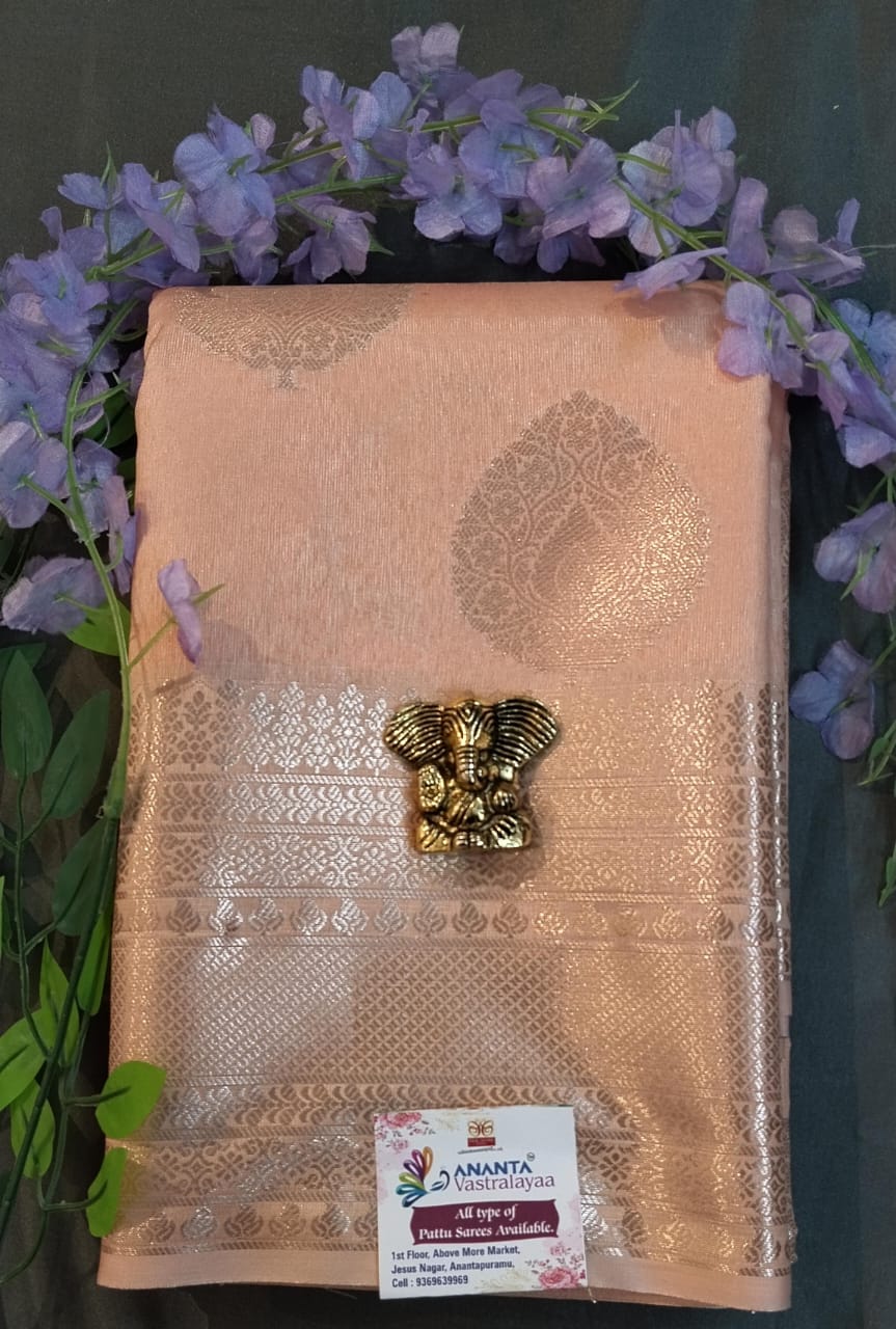 Sea Green Kanchi Silk Saree with Self Border