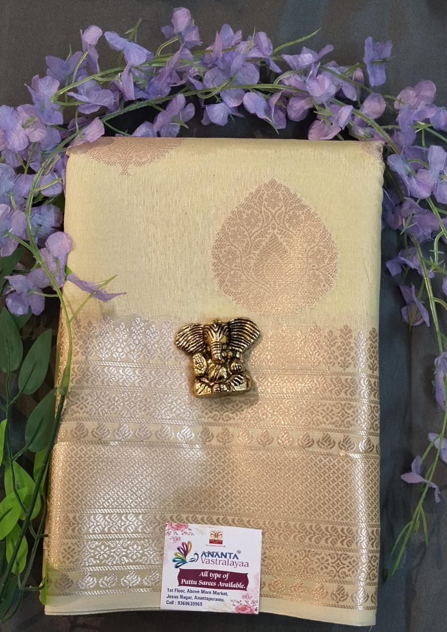 Sea Green Kanchi Silk Saree with Self Border