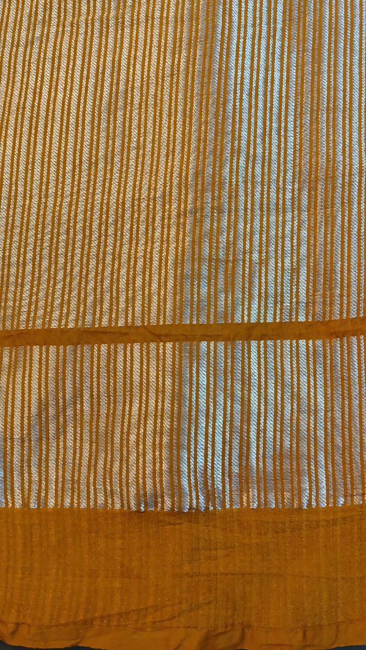 Baby Pink & Mustard Raw Mango Silk Saree