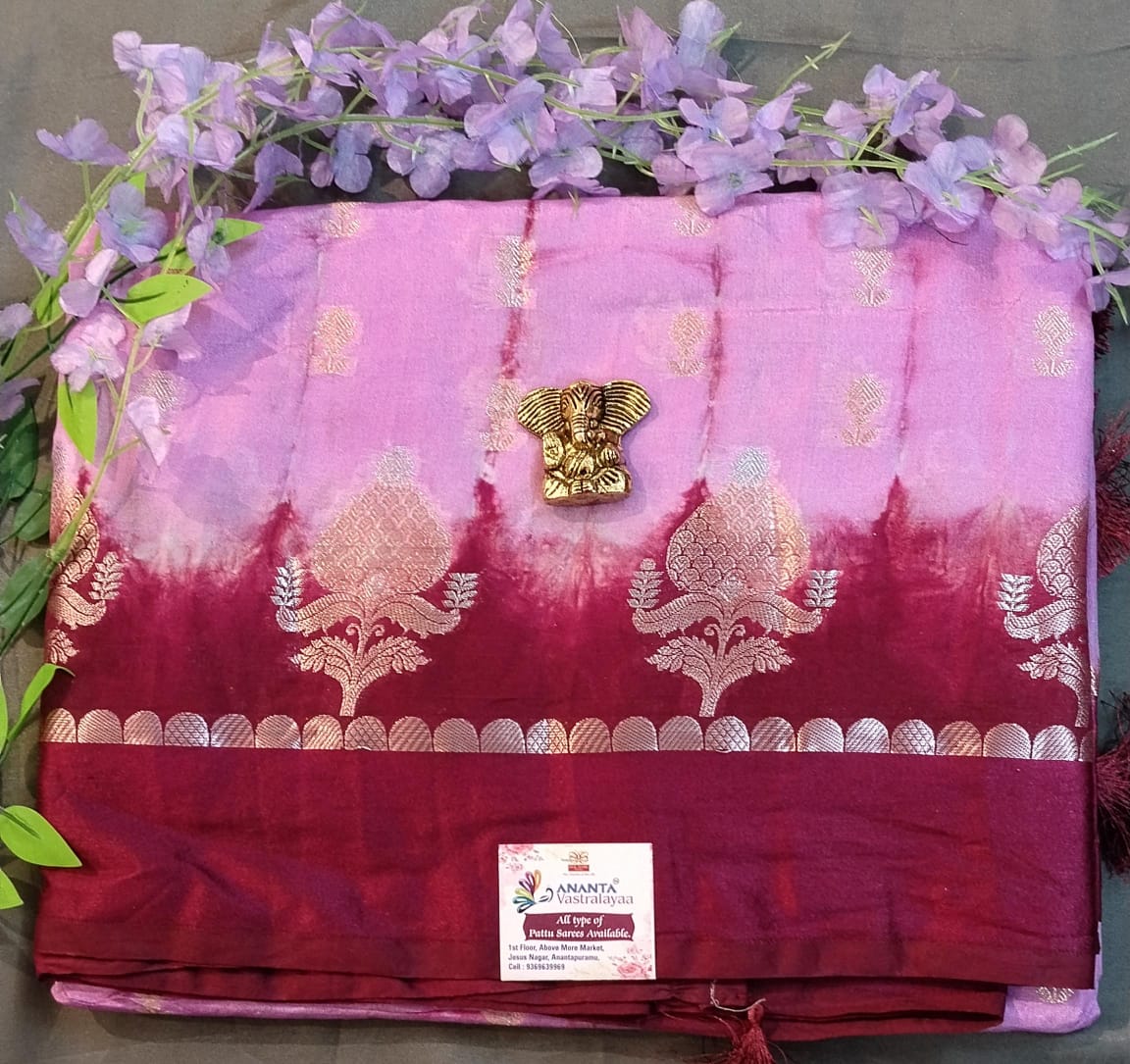 Baby Pink & Mustard Raw Mango Silk Saree