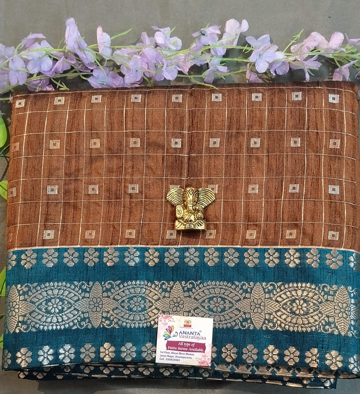 Maroon Raw Mango Silk Saree with Check Design