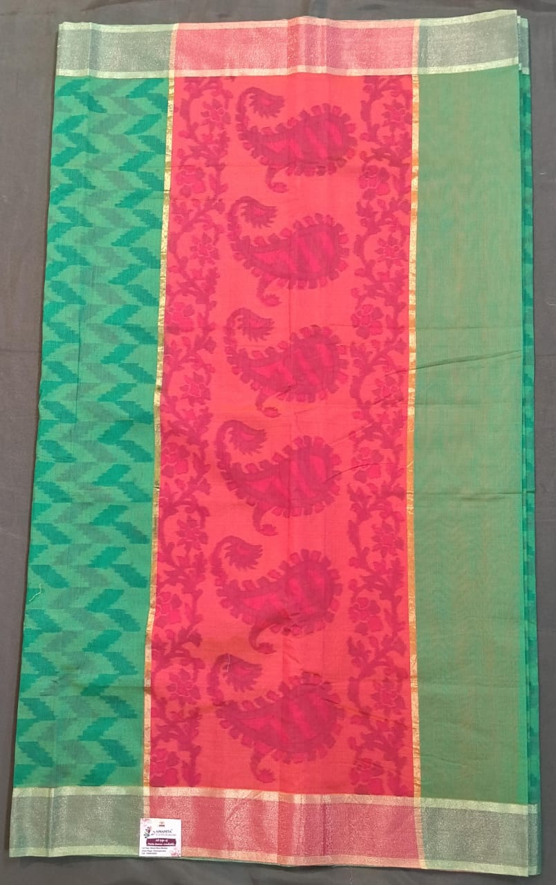 Green Chanderi Silk Saree with Patola Design