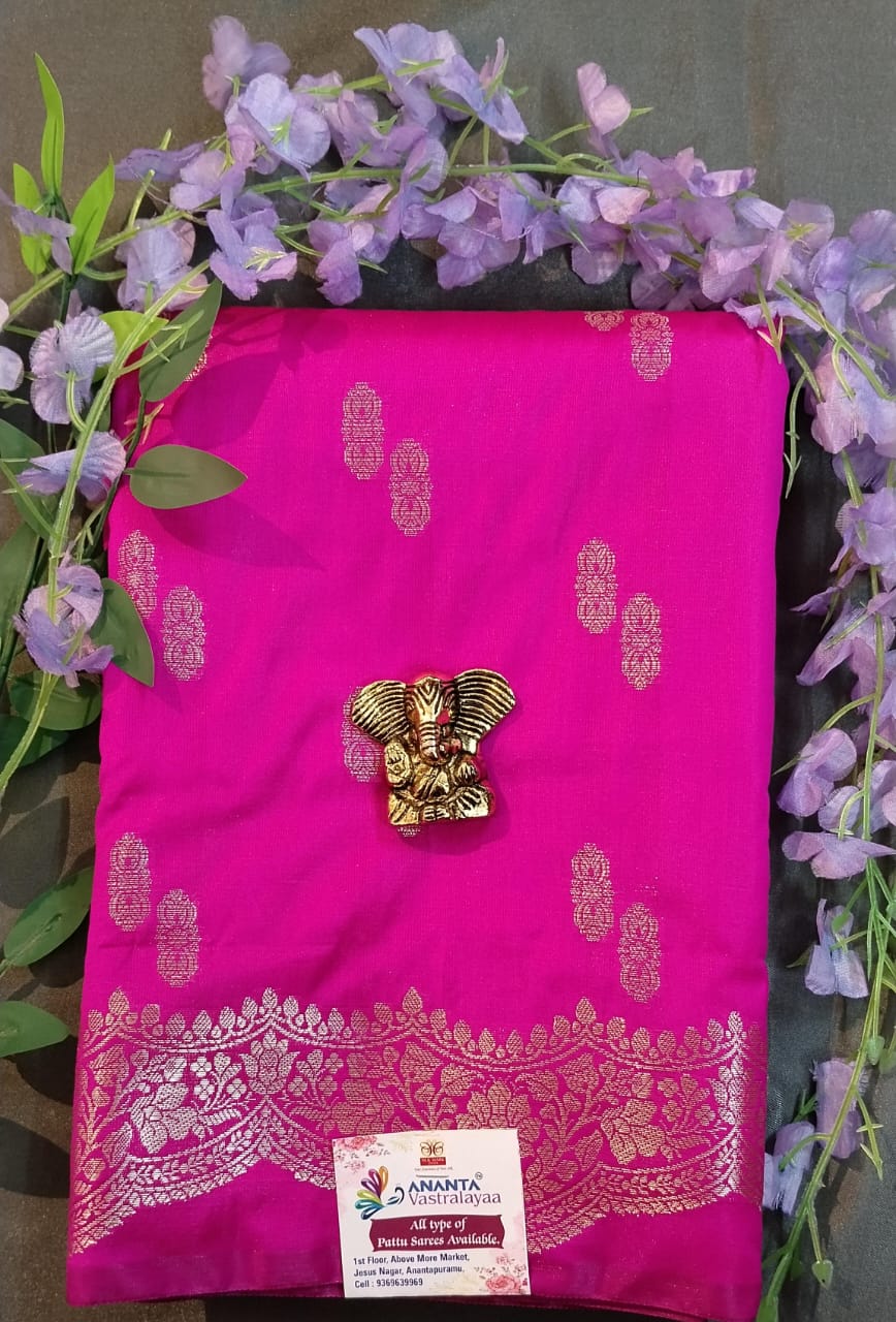 Light Orange Mushroo Silk Saree with Zari Buttas