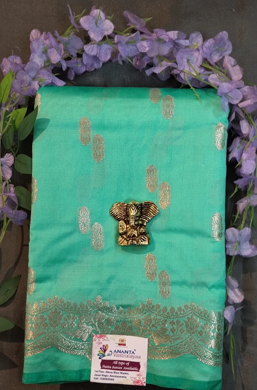 Light Orange Mushroo Silk Saree with Zari Buttas