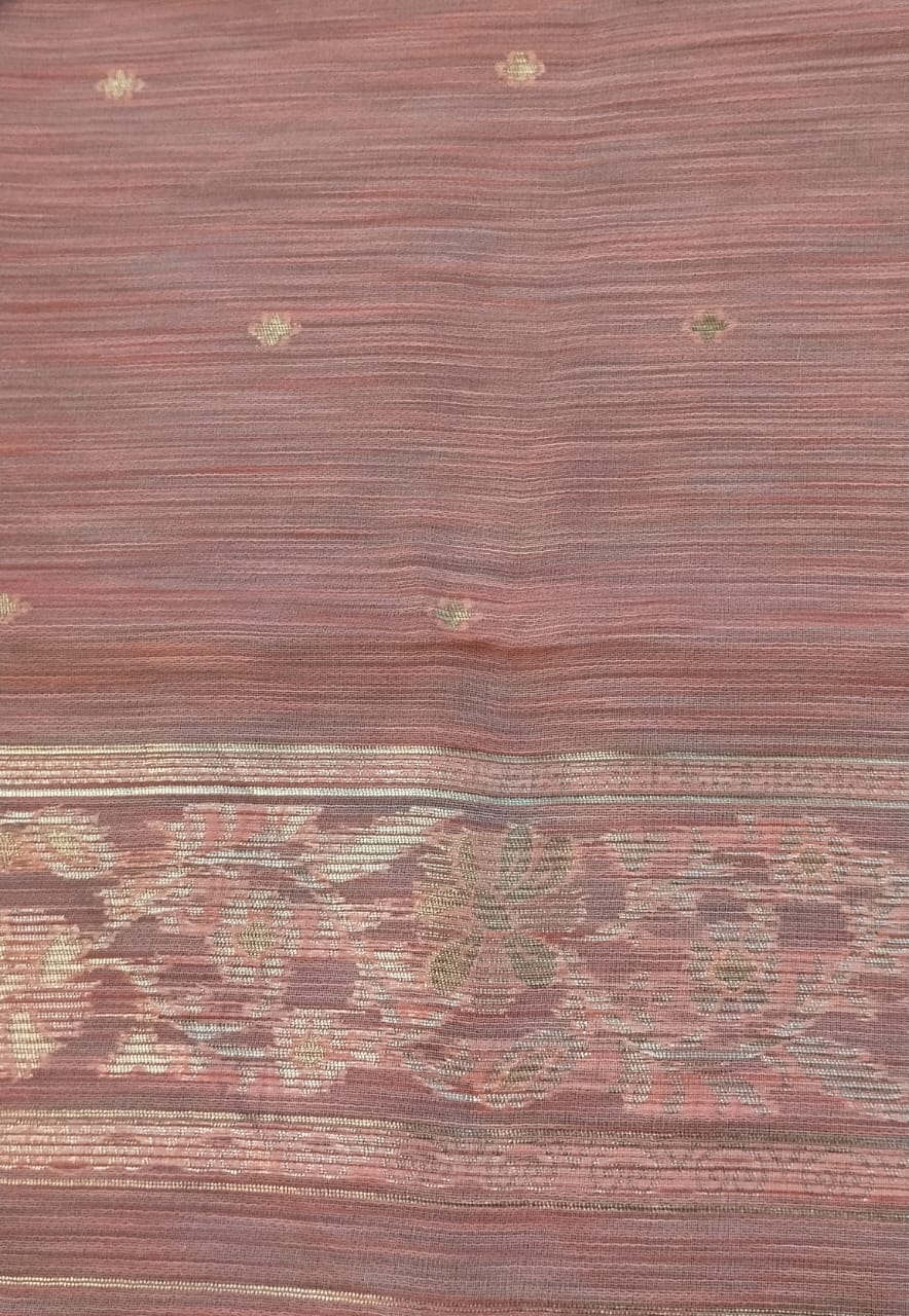 Baby Pink Munga Silk Saree with Zari Weaving