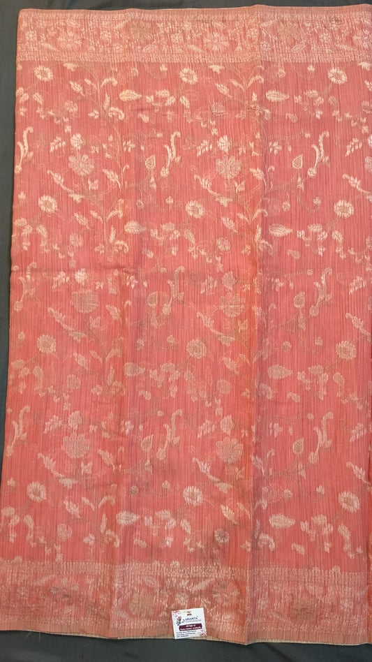 Baby Pink Munga Silk Saree with Zari Weaving